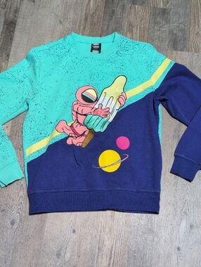 Space Astronaut Graphic Sweatshirt - Teal & Navy